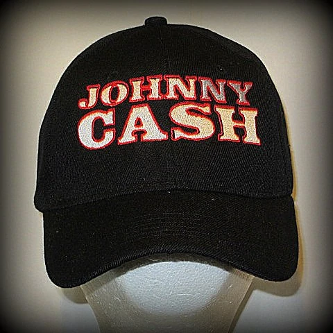 JOHNNY CASH - EMBROIDERED BASEBALL CAP - Adjustable Velcro Back -Unisex - One Size Fits All